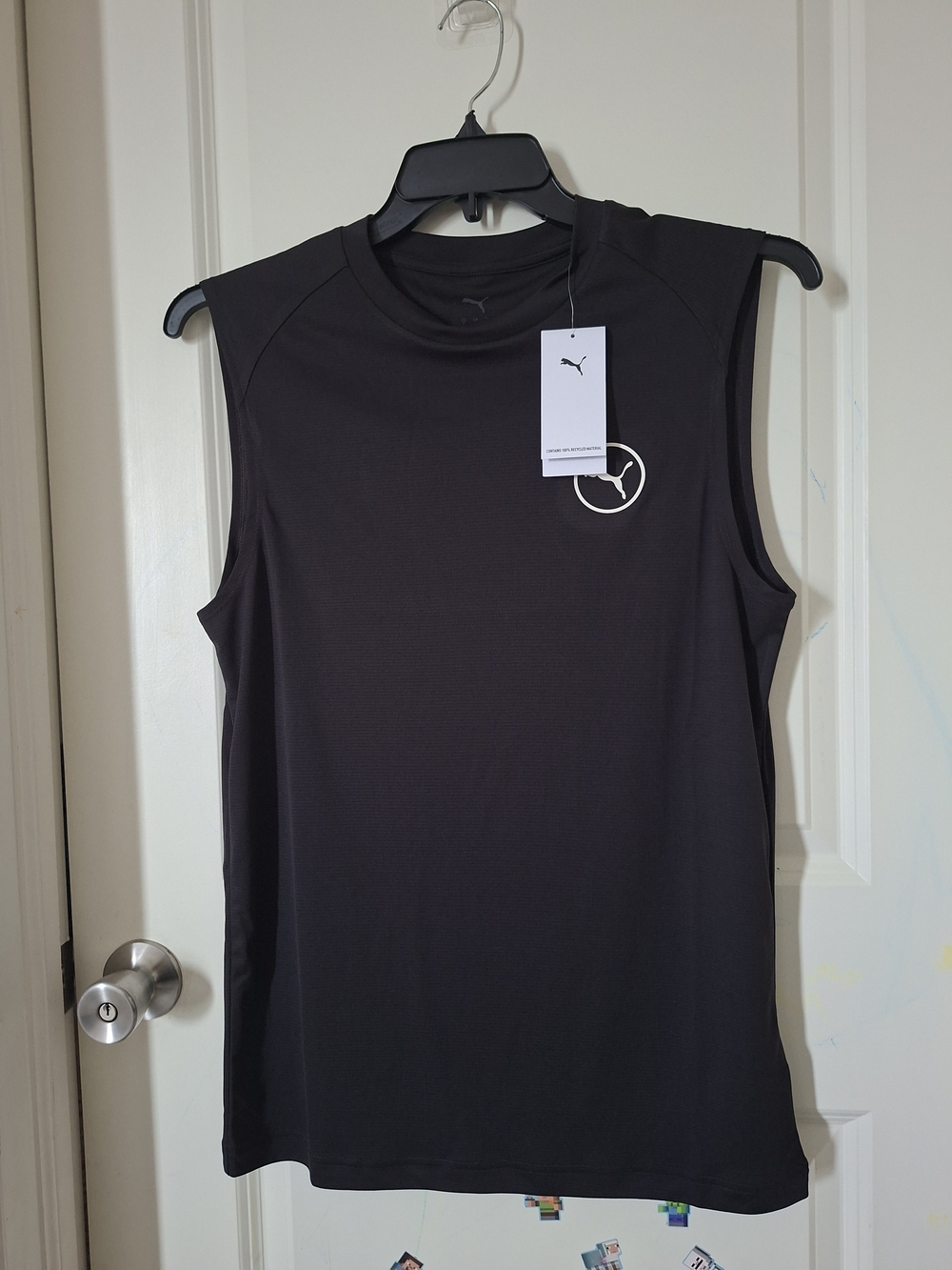 Puma Black Tee with White Puma Cat Emblem